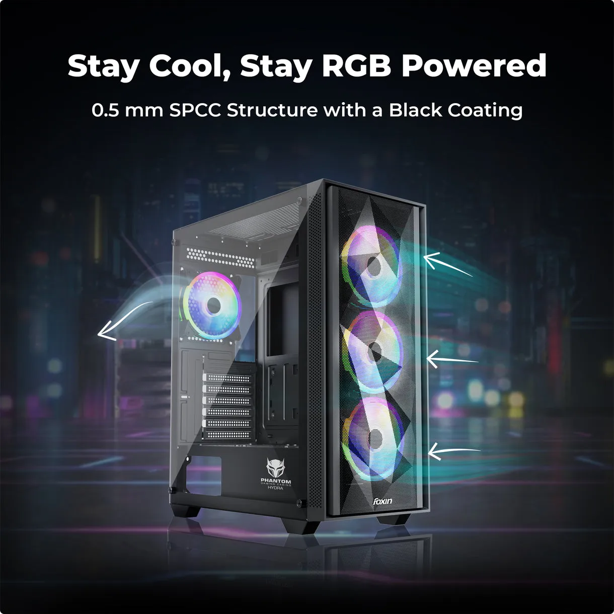 Foxin Gaming Cabinet Mid Tower ARGB Hydra view 2
